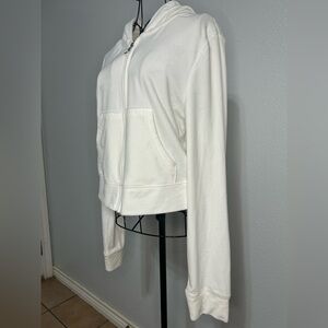 Juicy Couture White Zip-Up Hoodie XL | Classic Velour Style